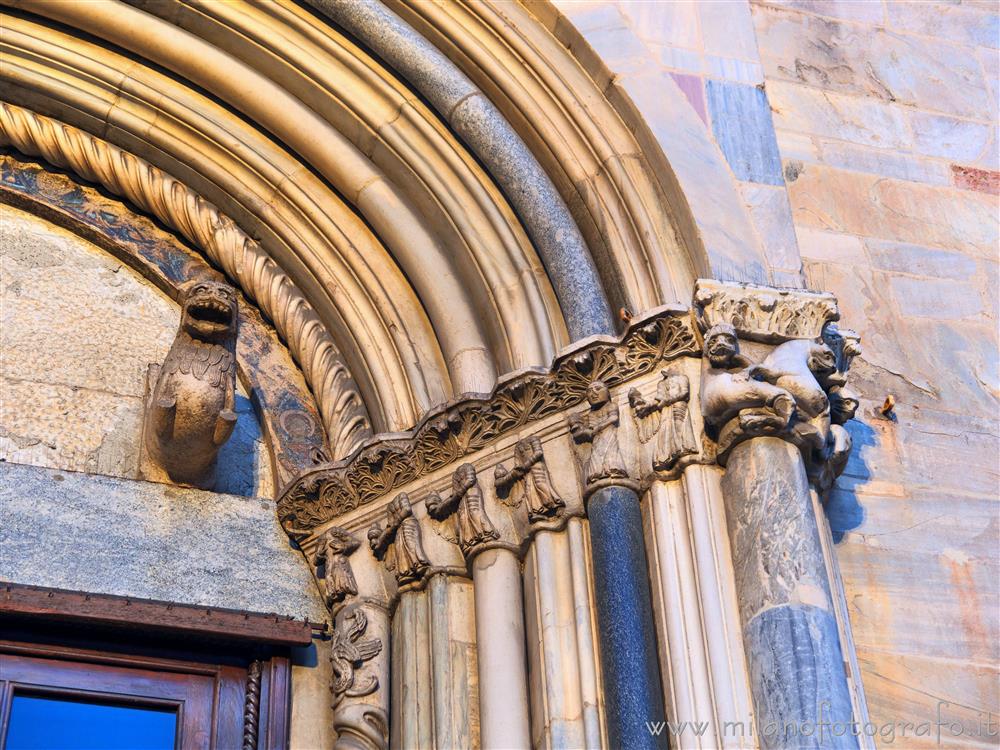 Milan (Italy) - Detail of the romanesque portal of the Basilica of San Simpliciano